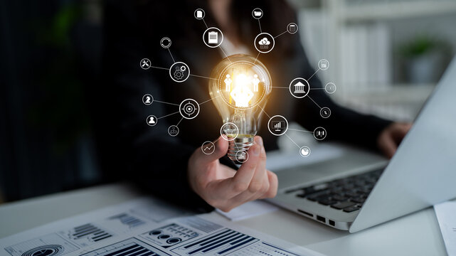 A concept of centralized business management and corporate strategy. A leadership team connecting to all functions like finance, operations, and planning. Motif