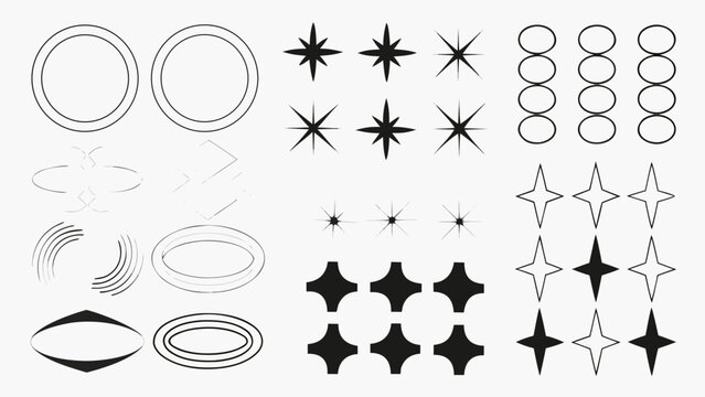 Abstract geometric shapes and lines arranged in a modern minimalist design composition