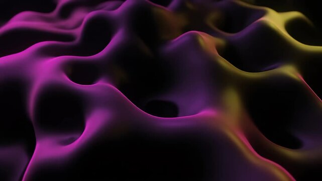 Black Grain with Gradient Amorphous Shapes Stretching and Bending Softly Under Digital Warp, Abstract Cinematic Motion