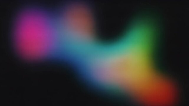 Dark Grainy Backdrop with Amorphous Gradient Blobs Morphing Slowly, Holographic Iridescent Abstract Motion Background