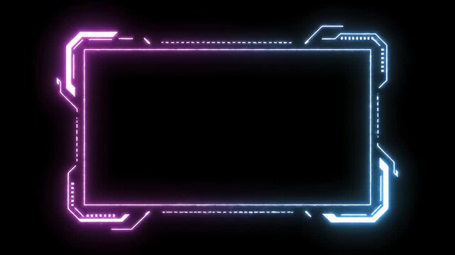 Futuristic digital frame with glowing pink and blue lines