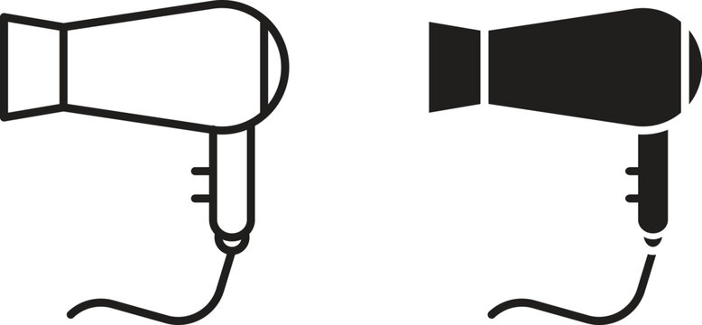 Blow dryer icon collection. Minimal icon and symbol