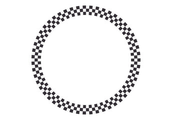 Naklejka premium Marco circular con patrón de cuadros blancos y negros estilo bandera de carreras