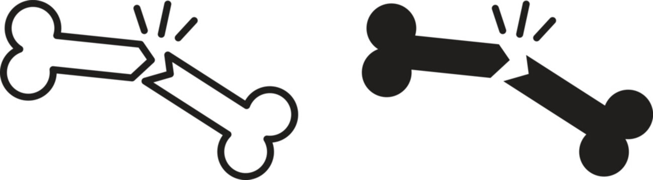 Broken bone icon collection. Minimal icon and symbol