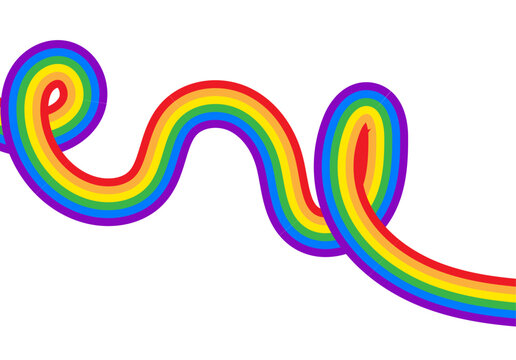 L&iacute;nea de arco&iacute;ris lgbtq ondulada con espirales y bucles de colores