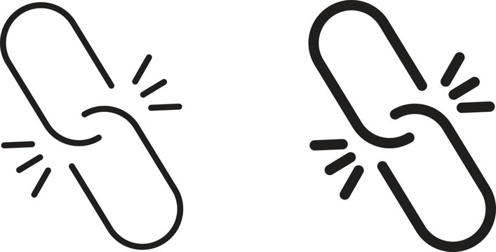 Broken link icon collection. Minimal icon and symbol