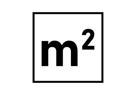 S&iacute;mbolo de metro cuadrado enmarcado en un recuadro negro