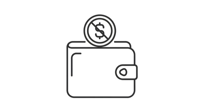 Wallet with coin and dollar sign indicating no money.