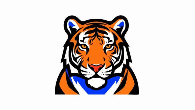 Graphic illustration of a majestic tiger head mascot.