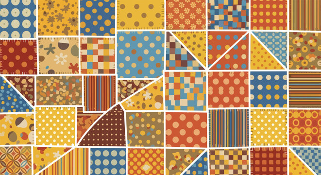 Colorful Patchwork Quilt Fabric Squares Seamless Pattern Background