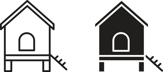 Chicken coop icon collection. Minimal icon and symbol © mila