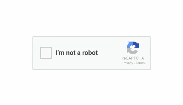 A CAPTCHA verification box with a checkbox and a blue logo on a white background.