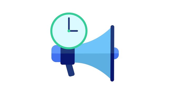 Time sensitive announcement megaphone clock animation