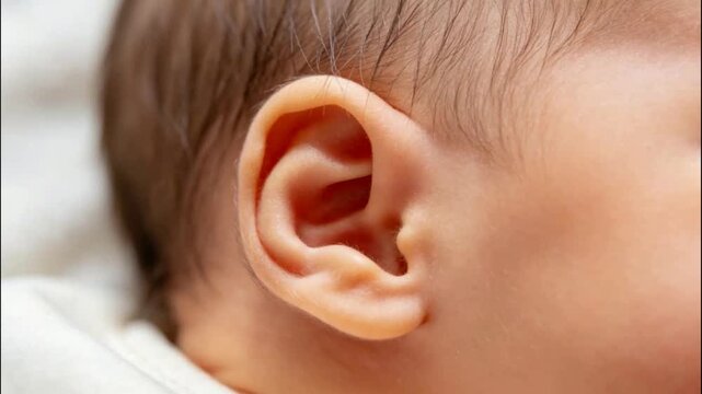 Close up of Newborn Baby Ear and Soft Skin