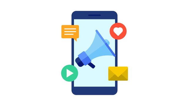 Digital marketing campaign on a smartphone animation