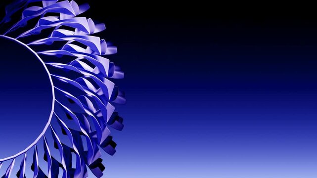 Rotating turbine fan blades on gradient background