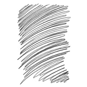 Abstract black chalk lines forming smooth parallel stroke texture, isolated on cutout transparent background