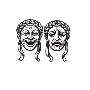 Greek Comedy and Tragedy Theater Masks