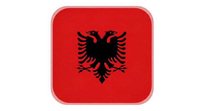 Flag of albania with black double headed eagle isolated on transparent background