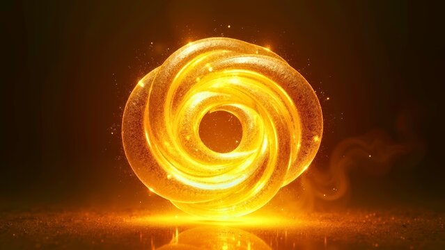 Golden glowing abstract torus shape
