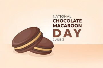 Two delicious chocolate filled sandwich cookies positioned together to celebrate the annual national chocolate macaroon day event which occurs every year on the third day of june as a tasty holiday de
