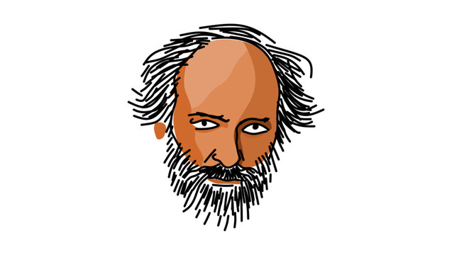 Paul Cezanne portrait, flat vector illustration