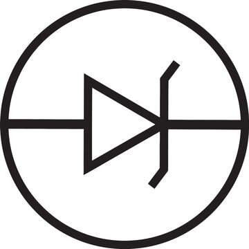 Zener diode forward biased circle line icon vector