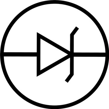 Zener diode forward biased circle line icon vector