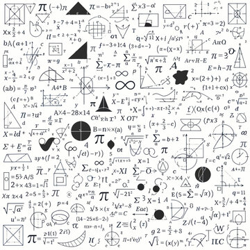 Hand-drawn Mathematical Formulas and Symbols Collage
