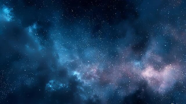 Night sky with stars, nebula and galaxy, glowing cosmic universe background