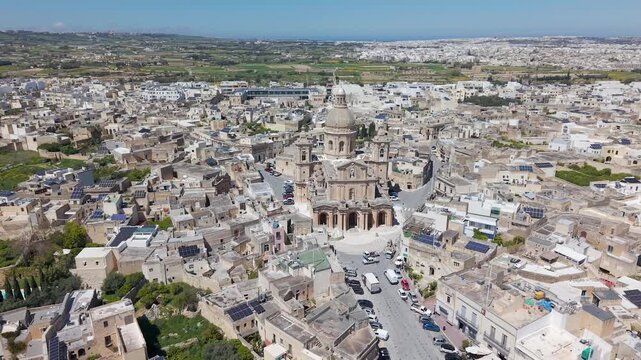 Church of St Nicholas Pull Out Parallax Aerial Malta Historic Architecture 4K