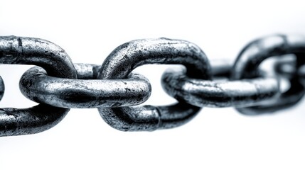 Fototapeta premium Close up of metallic chain links with detailed texture and light reflections