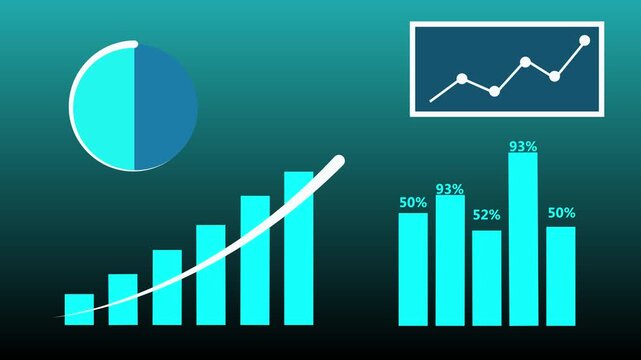 Business graph growth chat icon animation. The graph is showing a downward trend business crisis.4k video