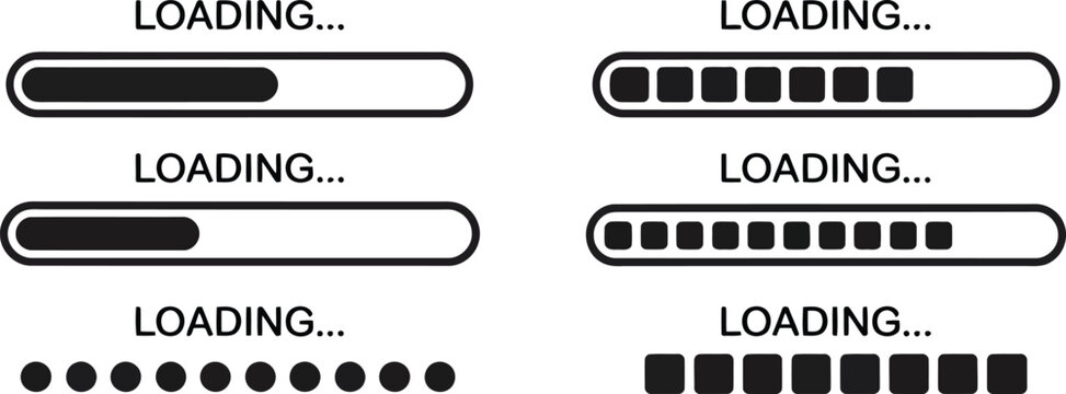 Loading progress bars a collection of visual indicators for data transfer and processing