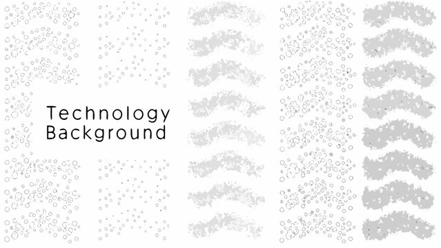 Abstract technology background featuring repeating patterns of dots and swirling formations