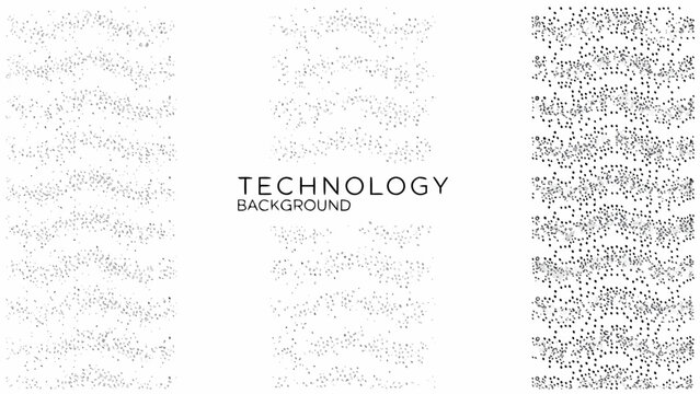Abstract digital patterns and the word technology displayed against a white backdrop