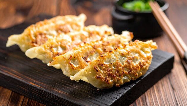 Golden pan-fried leek dumplings with a perfectly crispy base, a delicious and savory Asian appetizer