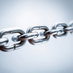Fototapeta premium Close up of metallic chain link with smooth texture and soft lighting