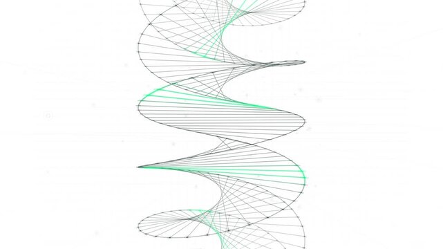 mesmerizing, perfectly seamless loop of DNA data transcription, featuring a hypnotic emerald energy wave decoding geometric genetic rungs. Ideal for VJ loops, scientific documentaries, UI backgrounds