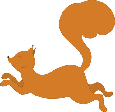 Vector illustration of springing squirrel