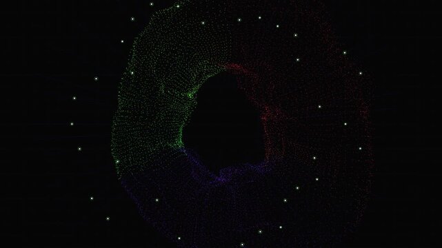 high-velocity 3D simulation of magnetic containment undergoing a violent phase transition into a chaotic point cloud, rendered as a perfectly seamless loop. Ideal for VJ loops, scientific documentarie