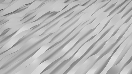 Fototapeta premium Abstract 3D render of white wavy ribbons, minimalist parametric wave pattern with soft shadows for clean corporate background and modern geometric design