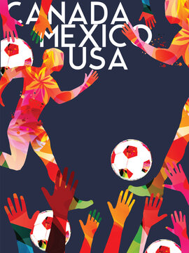 2026 World Cup Soccer Background with Fans, Colorful Hands and Dynamic Football Illustration