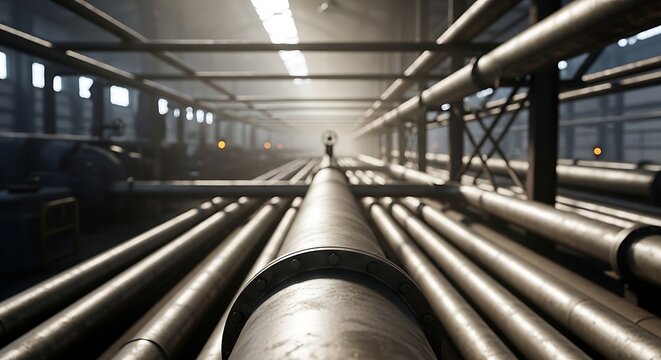 Industrial Pipeline System in a Factory Setting.