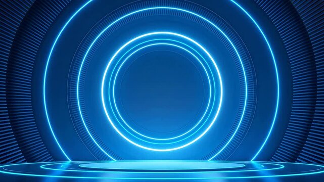 Blue neon circular tunnel