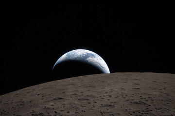 Earth rising from behind the moon during the Artemis II spaceflight (Elements of this image furnished by NASA) © TenWit