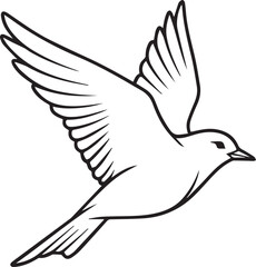Obraz premium Flying Bird, Winged Animal, Black Line Art, Vector Illustration, Wildlife Icon