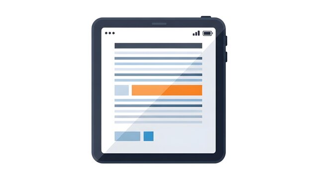 A graphic illustration of a tablet with a modern design on transparent background
