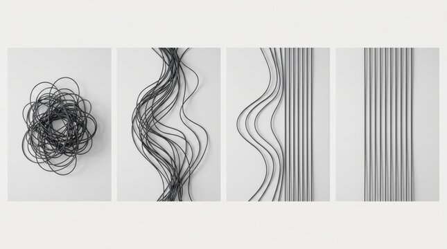 Abstract transformation from chaotic lines to ordered parallel structure