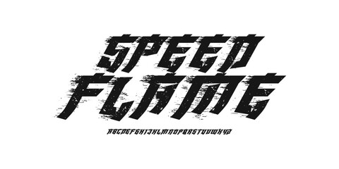 Speed Flame: A bold oriental racing font. Fast motion display for drift logos, jdm branding, and asian speed aesthetics. © Ook.Arsho